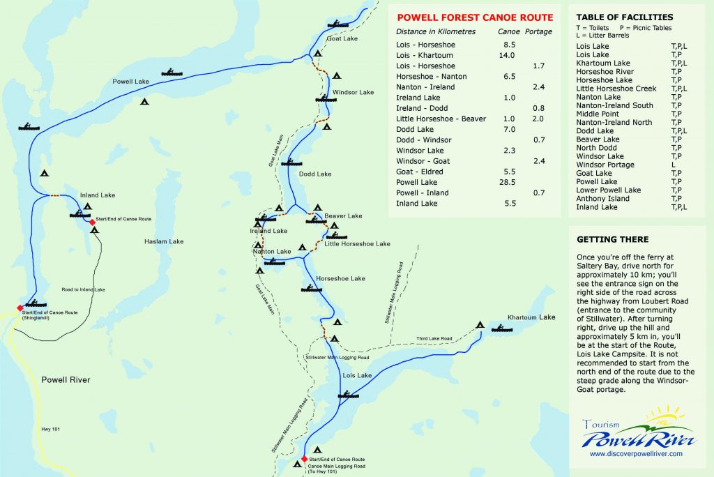 Powell Forest Canoe Route Circuit Map