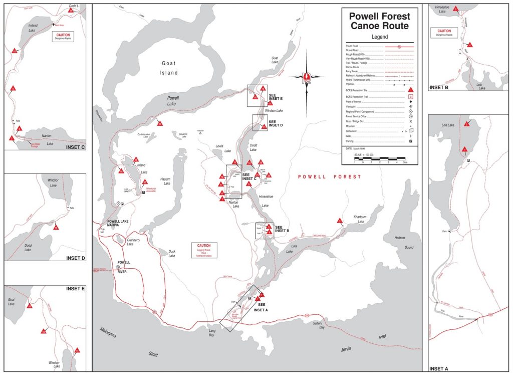Powell Forest Canoe Route Circuit Map